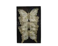 Kerstornament Vlinder Clip Champagne 3st - thumbnail