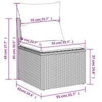 7-delige Loungeset met kussens poly rattan beige - thumbnail