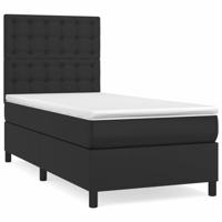 Boxspring met matras kunstleer zwart 100x200 cm - thumbnail