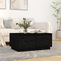 Salontafel 80x50x35 cm massief grenenhout zwart - thumbnail