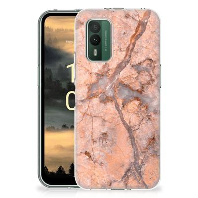 Nokia XR21 | TPU | Siliconen hoesje | Marmer Oranje Nokia XR21 | TPU | Siliconen hoesje | Marmer Oranje