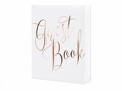 Gastenboek wit rose gold letters