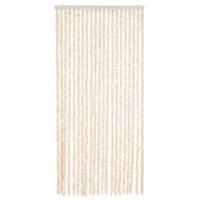 VidaXL Vliegengordijn 90x200 cm chenille beige en wit - thumbnail