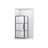 Hoek Douchecabine Van Rijn ST04 6 mm Helder Glas Zwart Aluminium Nanocoating (Alle Maten) - thumbnail