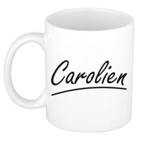 Naam cadeau mok / beker Carolien met sierlijke letters 300 ml   - - thumbnail