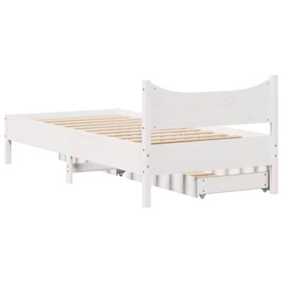 Bedframe met lades massief grenenhout wit 90x200 cm