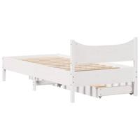 Bedframe met lades massief grenenhout wit 90x200 cm - thumbnail