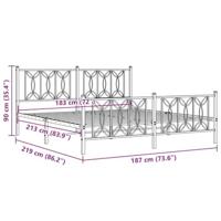 Bedframe met hoofd- en voeteneinde metaal wit 183x213 cm - thumbnail