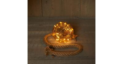 Lichtbol aan Touw 10 LED Ø15cm Goud