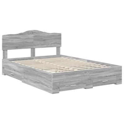 Bedframe met hoofdeinde Grijs Sonoma 140 x 190 cm Bewerkt hout