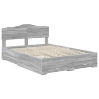 Bedframe met hoofdeinde Grijs Sonoma 140 x 190 cm Bewerkt hout - thumbnail