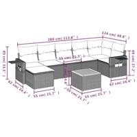 8-delige Loungeset met kussens poly rattan beige - thumbnail