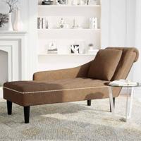 Chaise longue met kussen en rechterarmleuning kunstleer bruin - thumbnail