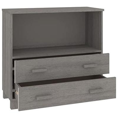Dressoir HAMAR 85x35x80 cm massief grenenhout lichtgrijs