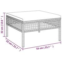 Tuinvoetenbank met kussen poly rattan grijs - thumbnail