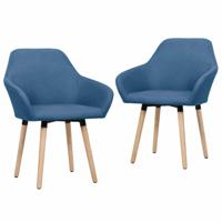 VidaXL Eetkamerstoelen 2 st stof blauw - thumbnail