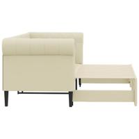 Slaapbank met onderschuifbed 90x200 cm kunstleer crèmekleurig - thumbnail