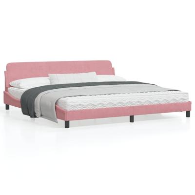 Bedframe met hoofdeinde fluweel roze 200x200 cm