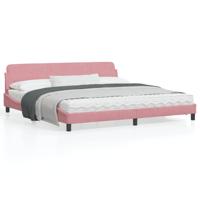 Bedframe met hoofdeinde fluweel roze 200x200 cm - thumbnail