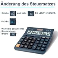 Casio DH-12ET Bureaurekenmachine Donkerblauw Aantal displayposities: 12 werkt op zonne-energie (l x b) 101 mm x 159 mm - thumbnail