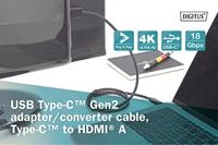 Digitus AK-300330-020-S USB-C-displaykabel USB-C / HDMI Adapterkabel USB-C stekker, HDMI-A-stekker 2.00 m Zwart Afgeschermd, Afgeschermd (dubbel) - thumbnail