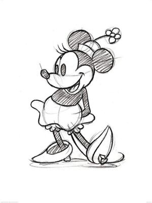 Kunstdruk Minnie Mouse - Sketched Single 60x80cm