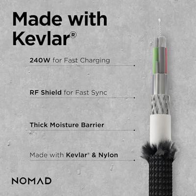 Nomad USB-C naar USB-C Kevlar® kabel (1.5m/240W) - Carbide