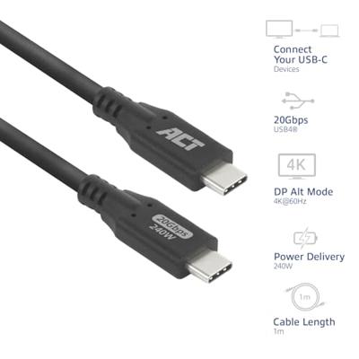 ACT USB4 20Gbps 240W USB Type-C 1m