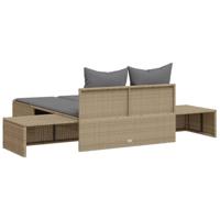 Ligbed 2-persoons met kussens poly rattan beige - thumbnail