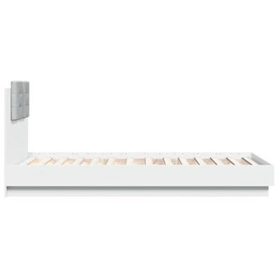 Bedframe met hoofdbord en LED-verlichting wit 90x190 cm