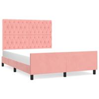 Bedframe met hoofdeinde fluweel roze 140x200 cm - thumbnail