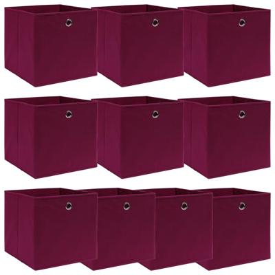 Opbergboxen 10 st 32x32x32 cm stof donkerrood Opbergboxen 10 st 32x32x32 cm stof donkerrood
