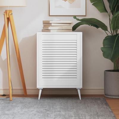 VidaXL Kastdeur met lamellen 61,5x49,4 cm massief grenenhout wit