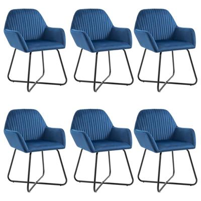 Eetkamerstoelen 6 st fluweel blauw