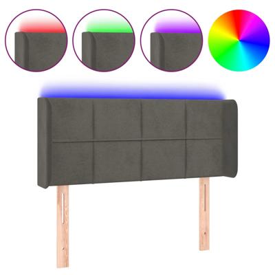 Hoofdbord LED 83x16x118/128 cm fluweel donkergrijs - thumbnail