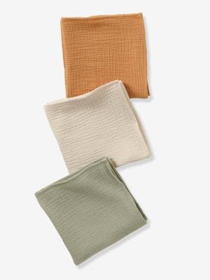 Set van 3 effen lange doeken in biologisch katoenen gaas* meerkleurig
