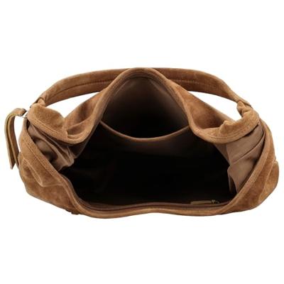 Hide & stitches brazos suède schoudertas-Camel