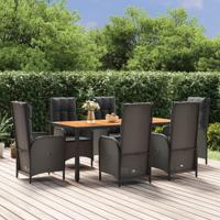 7-delige Tuinset met kussens poly rattan zwart - thumbnail