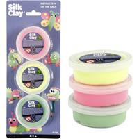 Silk Clay ®, lichtgroen, neon roze, neon geel, 3x14 gr/ 1 doos - thumbnail
