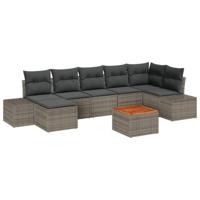 Tuinbankenset met kussen 8 pcs Grijs poly rattan - thumbnail