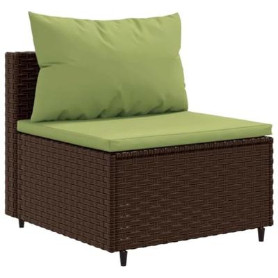 9-delige Loungeset met kussens poly rattan bruin