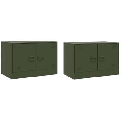 Tv-meubelen 2 st 67x39x44 cm staal olijfgroen