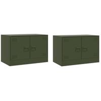 Tv-meubelen 2 st 67x39x44 cm staal olijfgroen - thumbnail