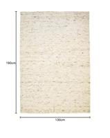 Tapeso Wollen vloerkleed handweef Ylva - beige - 130x190 cm - thumbnail