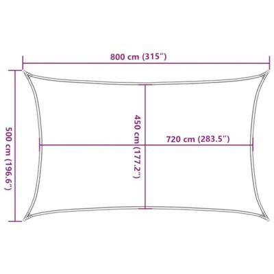 VidaXL Zonnezeil 160 g/m² rechthoekig 5x8 m hdpe lichtgrijs