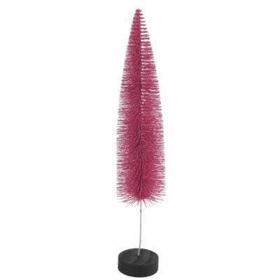 Countryfield kerstboom op voet glitter roze 40 cm | 12 stuks