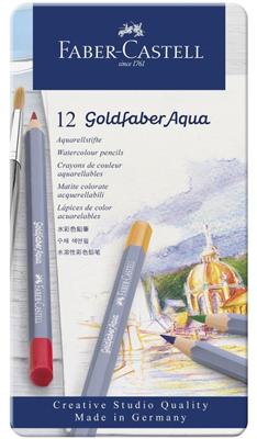 12 Aquarelpotloden Faber-Castell Goldfaber in bliketui