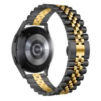 By Qubix - Stalen band - Zwart met goud - Compatible met Garmin Approach S12 / S40 / S42 - Compatible Garmin bandje - Bandbreedte: 20mm - thumbnail