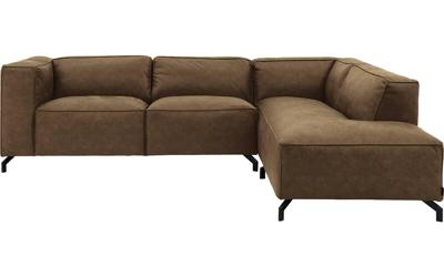 Goossens Bank Calvin groen, micro leer, 2,5-zits, modern design met ligelement rechts