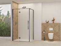 Nisdeur Van Rijn Products ST07 Voor Hoekcabine 110x200 cm 8 mm Helder Glas Incl. Beslag, Greep en Stabilisatiestang Geborsteld Gunmetal - thumbnail